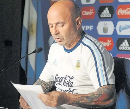  ?? JORGE SANCHEZ ?? Más pruebas. Jorge Sampaoli quiere jugar al menos cinco amistosos antes del Mundial.