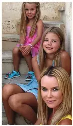  ??  ?? Glamorous: Amanda and the BGT judges and, inset, with children Hollie and Lexi, and training in Portugal last week