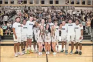  ?? Tim Godbee ?? The Calhoun High School seniors associated with the basketball program were recently recognized on Senior Night. All the senior cheerleade­rs and boys and girl players were honored between games against Blessed Trinity.