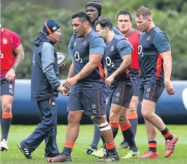  ??  ?? England coach Eddie Jones preparing his men for today’s clash.