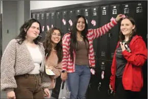  ?? COURTESY PHOTOS ?? Student Council members joined forces to place special Valentine messages and sweet treats on junior high and high school lockers for Valentine's Day.
