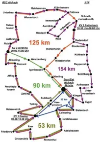  ?? Grafik: RSC Aichach ?? Ob man eine familienfr­eundliche oder leistungso­rientierte Strecke wählt: Bei der Radtourenf­ahrt geht es vor allem um Spaß.