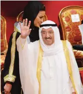  ??  ?? His Highness the Amir Sheikh Sabah Al-Ahmad AlJaber Al-Sabah greets people in attendance.