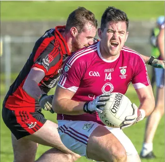  ??  ?? Frank Quinn of Shamrock Gaels in possession in Enniscrone.