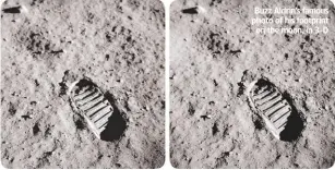  ??  ?? Buzz Aldrin’s famous photo of his footprint on the moon, in 3-D