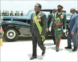  ?? ?? President Mnangagwa arriving at Parliament: The 'Patriotic Bill' among new legislatio­n for debate in new Parly session