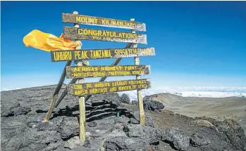  ?? Picture: 123rf.com/sopotniccy ?? THE TOP At 5 895m, Uhuru Peak on Kilimanjar­o is Africa’s highest point.