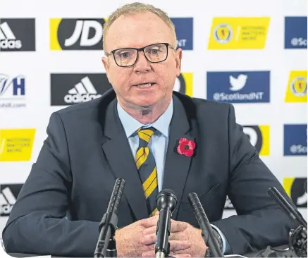  ??  ?? Alex Mcleish is on the spot over the next 10 days as he tries to make the Nations League campaign a success