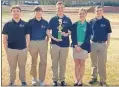  ?? Contribute­d ?? Floyd County earned first place in the Georgia Lifesmarts Championsh­ip at the varsity level. Pictured are team members Joe Rutledge (from left), Elan Mcclain, Bryson Williams, Sara Grace Abernathy and Seth Moon.