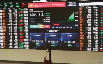  ??  ?? THE PHILIPPINE Stock Exchange index, which hit an all-time high last week, will include Robinsons Retail Holdings, Inc. starting Sept. 28.