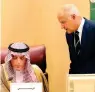  ?? AFP ?? Saudi Foreign Minister Adel Al Jubeir (left) with Arab League chief Ahmed Aboul Gheit in Cairo on Thursday. —