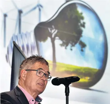  ?? PHOTOS: PETER MCINTOSH ?? Focus on climate change . . . Dunedin Mayor Dave Cull speaks at the Otago Energy Research Centre Energy and Climate Change Symposium at Otago Museum yesterday.