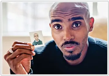  ?? ?? TRAFFICKED: Mo Farah, left, with a photograph of himself as a young man. Below: Love Island winner Jack Fincham and his ‘Turkey Teeth’