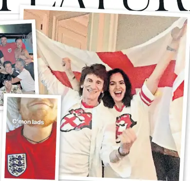  ??  ?? Captured on the net: Ed Sheeran David Beckham, Ronnie Wood, above, and John Terry, below, cheer England on