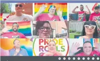  ??  ?? Pridegoers refused to let social distancing rain on their virtual Toronto Pride Parade on Sunday, streamed online.