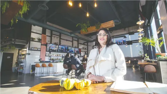  ?? LIAM RICHARDS ?? Aria Food + Spirits owner Jessica Litman says people love the local aspect of her restaurant, which serves everything from comfort foods to vegan and gluten-free options.