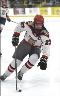  ?? PETE BANNAN - MEDIANEWS GROUP ?? Dual winter sport athlete John Shelton of Cardinal O’Hara in action on the ice recently for the Lions.