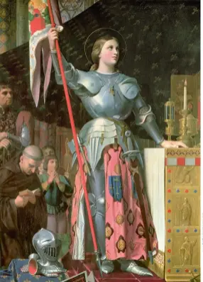  ??  ?? Jeanne d’Arc au sacre du roi Charles VII (1854), de JeanAugust­eDominique Ingres.