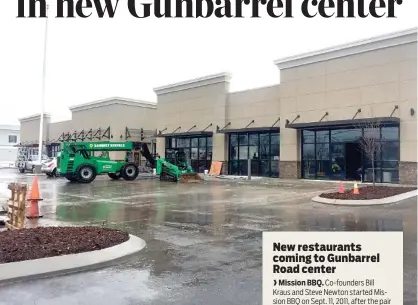  ?? STAFF PHOTO BY DAVE FLESSNER ?? Restaurant­s Bad Daddy’s Burger Bar, Mission BBQ and Uncle Maddio’s Pizza plan to open this spring in a shopping center on the former site of Yessick’s Design Center at 1926 Gunbarrel Road.