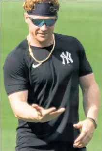  ?? Corey Sipkin ?? RED-Y TO WORK: Clint Frazier, speaking Monday night on YES’ “Hot Stove,” said he wants to perform well enough to “secure those reps” in left field for the Yankees.