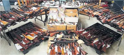  ?? PEEL REGION POLICE ?? In the last two gun amnesty programs, Brampton and Mississaug­a residents turned in a total of 104 guns, according to Peel police.