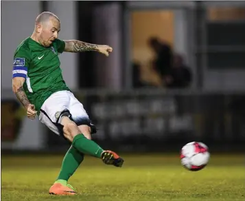  ??  ?? Gary McCabe of Bray Wanderers scoring a penalty late in the game.