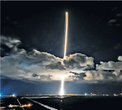  ?? ?? Nasa’s Lucy spacecraft launches from Cape Canaveral Space Force Station in Florida yesterday on a 12-year mission to study the Trojan asteroids of the outer solar system