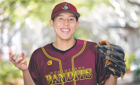  ?? Picture: ANNA ROGERS ?? BIG MOVE: Cairns pitcher Ryota Kusumoto has signed to play college baseball for Miles Community College. He will join the team, and former Cairns pitcher Luke Turner, for the 2019-20 season.