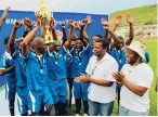  ?? ?? Napoli FC celebrate their win at the soccer tournament held to coincide with the formal opening of the Mpophomeni Stadium.