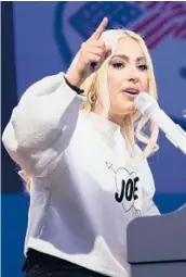  ?? ANDREW HARNIK/AP ?? Lady Gaga performs at a Nov. 2. rally for then presidenti­al candidate Joe Biden in Pittsburgh.