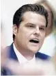  ?? ANDREW HARNIK/AP ?? Rep. Matt Gaetz, R-Fla., is an unabashed supporter of President Donald Trump.