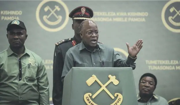  ??  ?? 0 Tanzania’s president John Magufuli, pictured at the national congress of his ruling Chama cha Mapinduzi last year, has died at 61, reportedly of heart failure