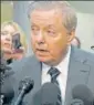  ?? AFP ?? Lindsey Graham speaks to the media after the briefing.