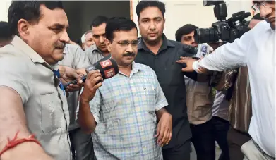  ??  ?? TURN ABOUT Arvind Kejriwal leaves the Delhi assembly after attending a special session on May 9