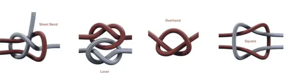  ??  ?? Sheet Bend
Lover
Overhand
Square