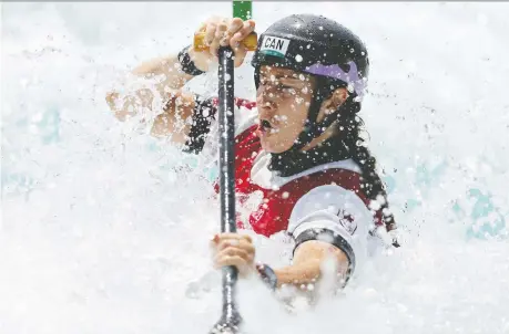 ?? EZRA SHAW/GETTY IMAGES ?? Haley Daniels of Team Canada competes during a heat of the Olympics' first-ever women's canoe slalom event. “There were times when I had to dig deep and find some courage to train because I never knew if I was going to be at the Olympics,” she said.