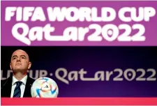  ?? ?? Fifa President Gianni Infantino in Doha on Saturday. — afp