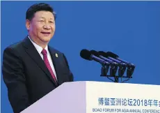  ?? LI XUEREN/XINHUA VIA AP ?? During his speech Tuesday, Chinese President Xi Jinping said the “Cold War mentality” had become obsolete.