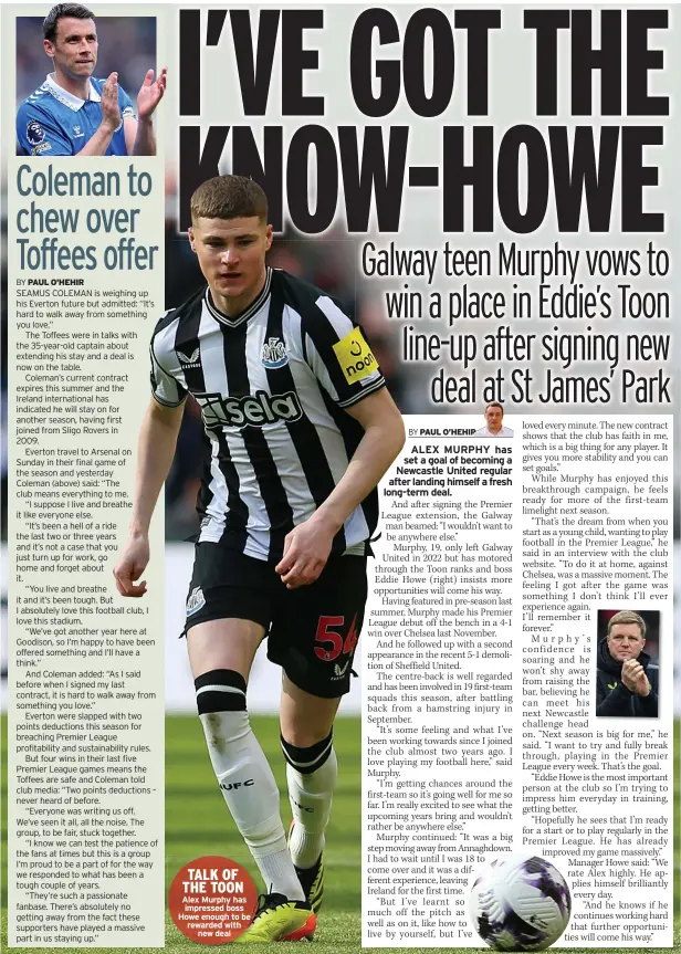  ?? ?? TALK OF THE TOON Alex Murphy has impressed boss Howe enough to be rewarded with
new deal