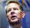  ?? BRYNN ANDERSON/ASSOCIATED PRESS ?? Gov. Brian Kemp says he sees no need to pass new abortion limits or propose another overhaul of election rules.