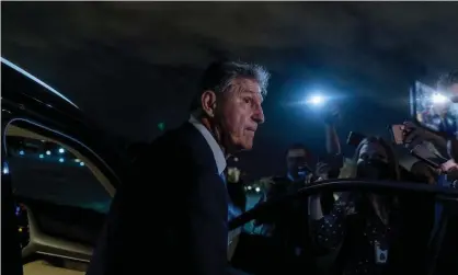  ?? Photograph: Andrew Harnik/AP ?? ‘Joe Manchin, who raised more than $400,000 from the oil and gas industry while the bill was being negotiated, is poised to gut Biden’s clean-energy plan.’