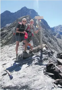  ??  ?? Brian Connon and John Crouch on Pas de la Cavale. Elevation is about 2,735 metres.