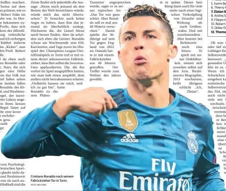  ?? FOTO: REUTERS ?? Cristiano Ronaldo nach seinem Fallrückzi­eher-Tor in Turin.