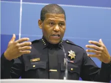  ?? Eric Risberg / Associated Press ?? S.F. Police Chief Bill Scott is being defended by police commission­ers after the union called for him to step down.