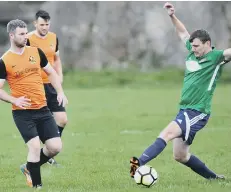  ??  ?? The Grange (orange shirts) take on Whitburn Panthers last weekend.