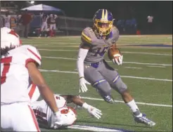  ?? The Sentinel-Record/Richard Rasmussen ?? READY TO RUN: Lakeside running back Dealond Lewis turns upfield on a run against Camden Fairview on Sept. 27 at Lakeside’s Chick Austin Field. The Rams travel to Texarkana to face the Razorbacks on Friday.