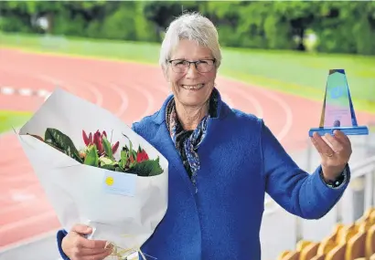  ?? PHOTO: CHRISTINE O’CONNOR ?? Service with a smile . . . Joan Merrilees has won the Otago Polytechni­c Services to Sport award.