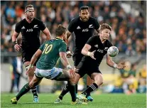  ??  ?? Beauden Barrett, right, has played 70 tests for the All Blacks but his transition to a regular starting first fiveeighth didn’t start until 2016. GETTY IMAGES