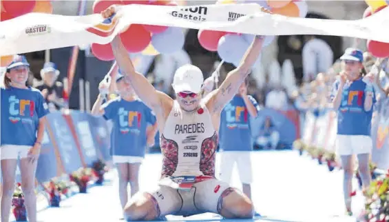  ?? TRIATLÓN VITORIA-GASTEIZ ?? Ganando en Vitoria hace cinco años, en el que fue su último y prestigios­o triunfo.