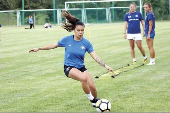  ?? Photo courtesy of Brianne Cremer ?? Brianne Cremer, a 2014 Baldwin High School graduate, is playing profession­al soccer for MTK Hungaria FC in Budapest. MTK Hungaria FC has won two of the last three and seven of the last 10 titles in the Noi Liga, the top league in the country.